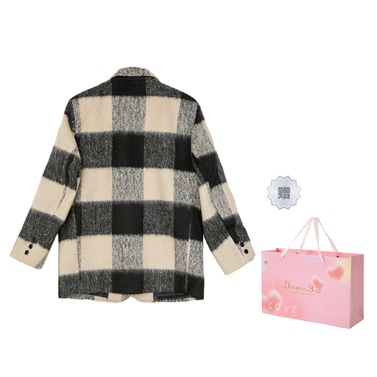 SUNSUNTOWN Пальто женское черное в клетку