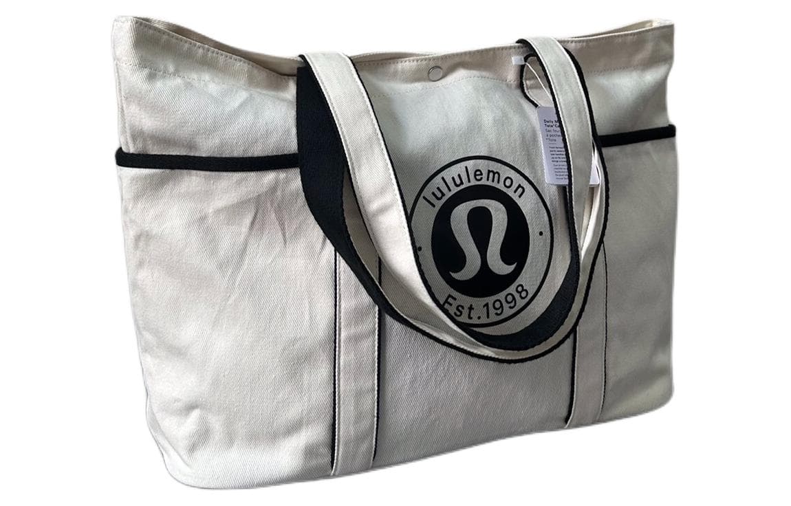 Холщовая сумка Lululemon, сумка на одно плечо унисекс, белая