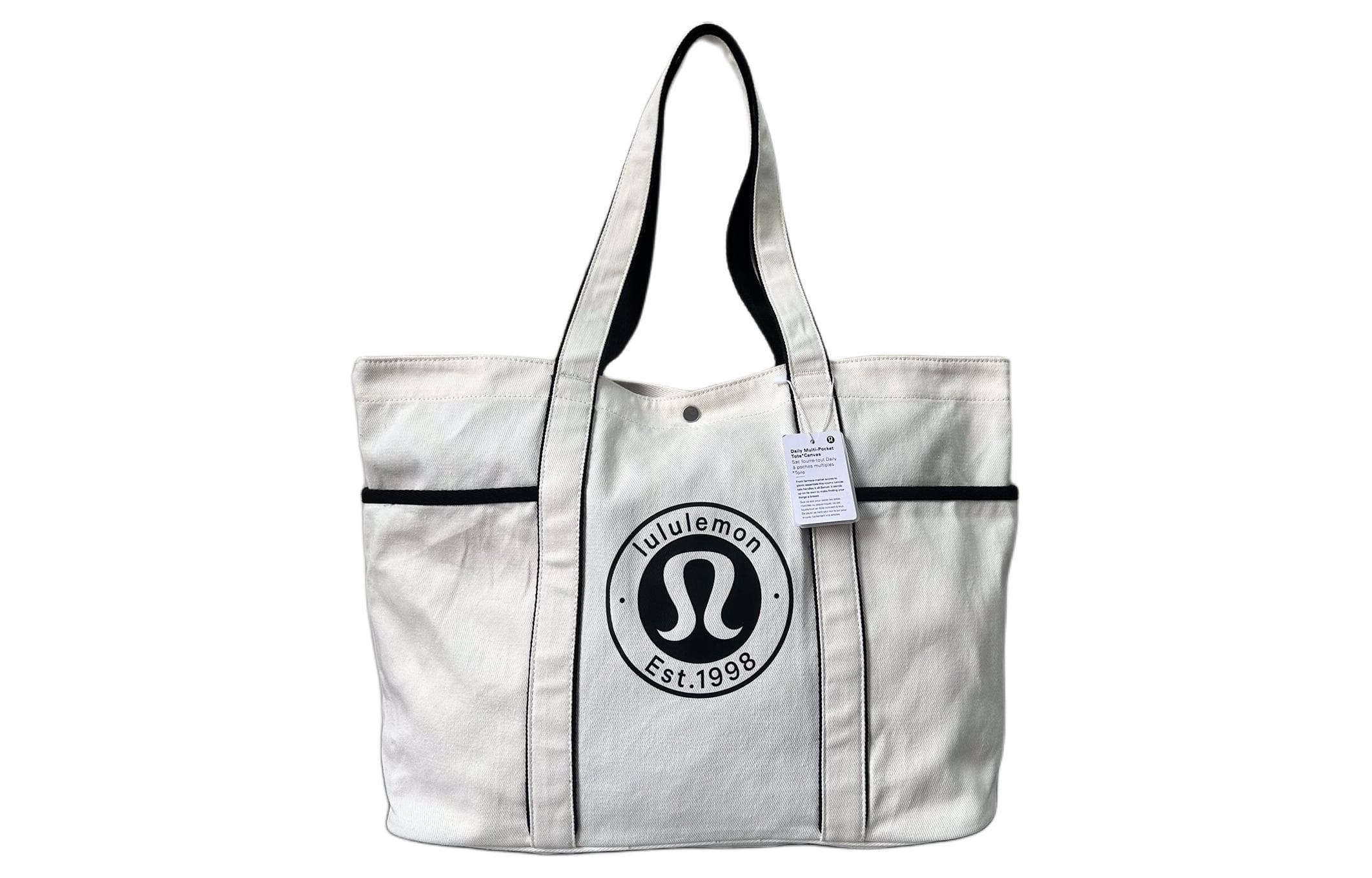 Lululemon Canvas Bag, One Shoulder Handbag Unisex White