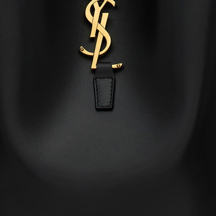 SAINT LAURENT Сумка-ведро из блестящей коровьей кожи Сумка через плечо Сумка через плечо Малый размер Женская черная