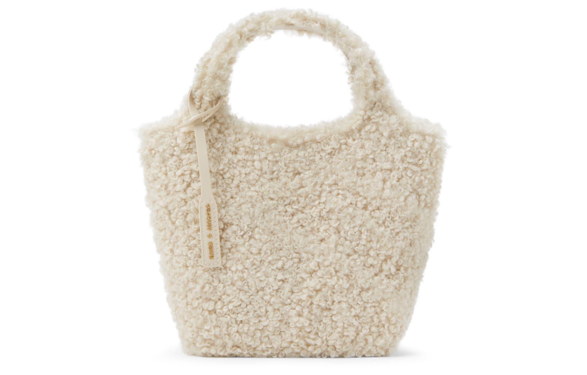 CHARLES&KEITH Шерпа-большая сумка, сумка для покупок, сумка через плечо, маленькая женская сумка бежевого/нуар-черного цвета