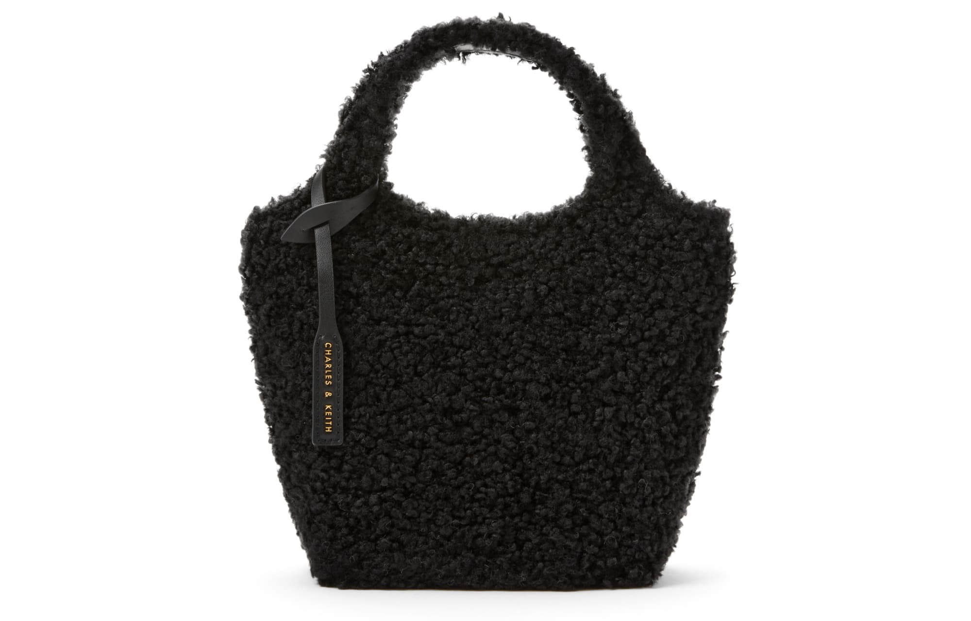 CHARLES&KEITH Шерпа-большая сумка, сумка для покупок, сумка через плечо, маленькая женская сумка бежевого/нуар-черного цвета