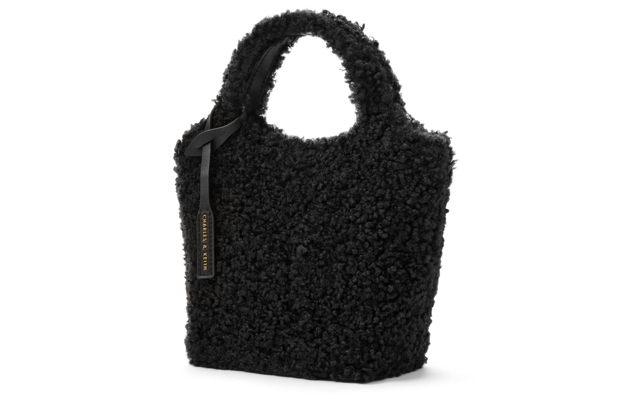 CHARLES&KEITH Шерпа-большая сумка, сумка для покупок, сумка через плечо, маленькая женская сумка бежевого/нуар-черного цвета