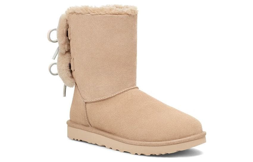 Классические женские короткие ботинки UGG с двойным бантом, горчичное семя