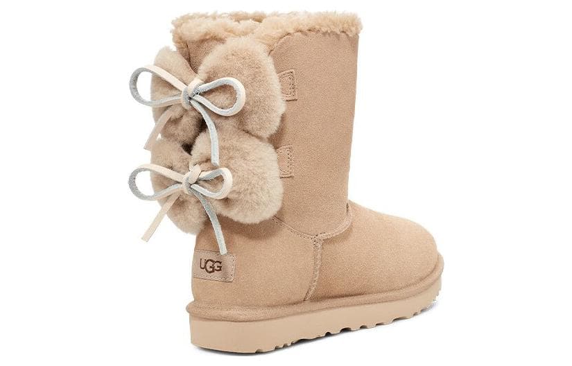 Классические женские короткие ботинки UGG с двойным бантом, горчичное семя