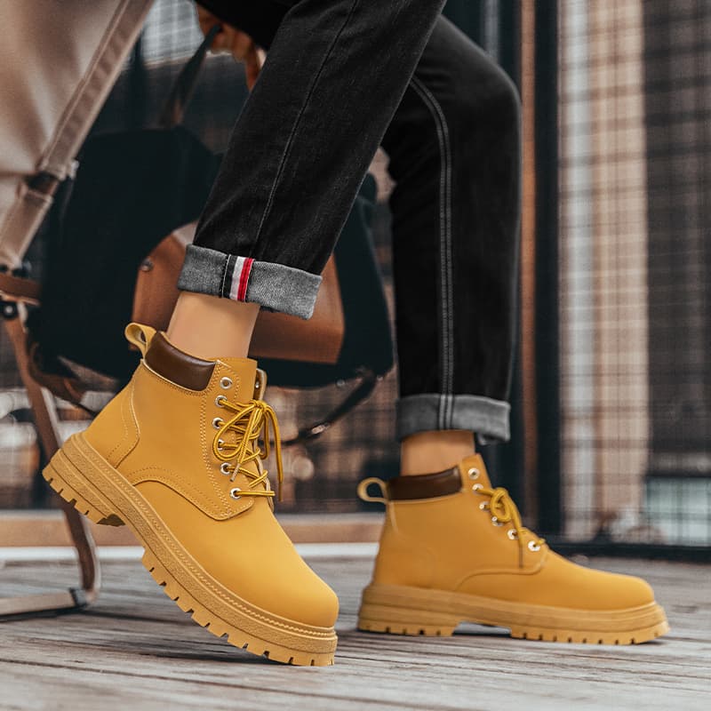 Ботинки HUANAI Martin, мужские, черный/желтый/хаки