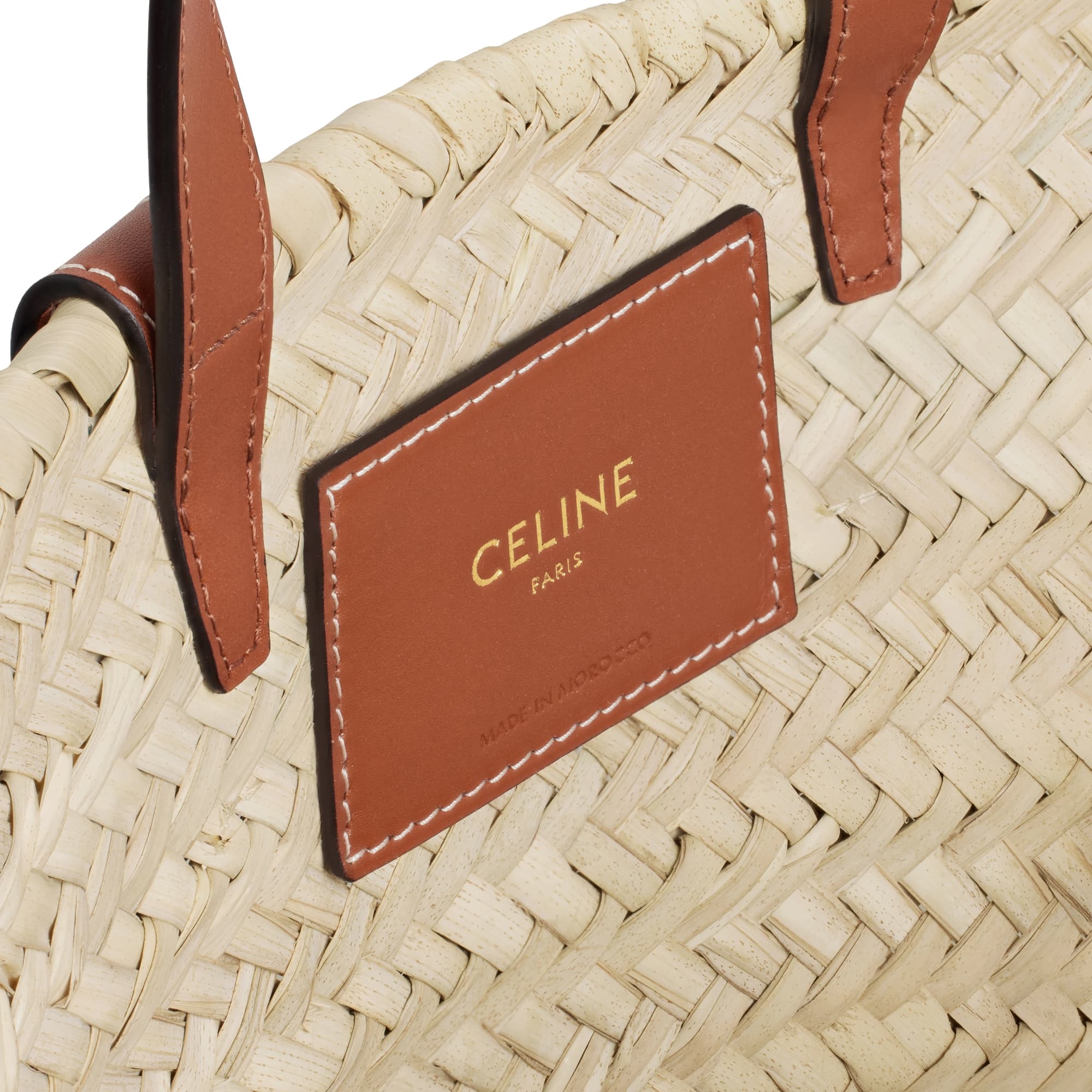 Сумка CELINE CLASSIC PANIER из рафии, пальмовые листья и телячья кожа