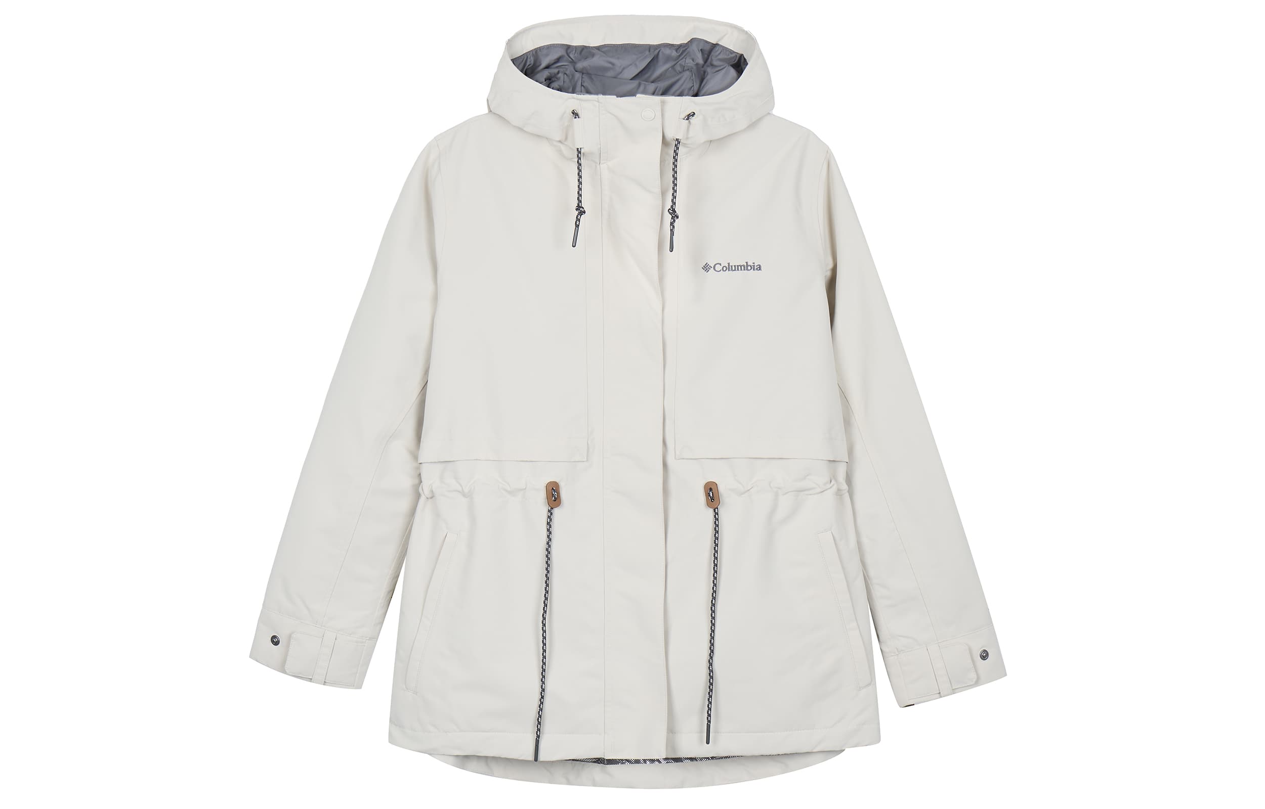 Columbia Drop Ridge Outdoor Hiking Waterproof And Windproof To Keep Warm Windbreaker Jacket Women's Ecru