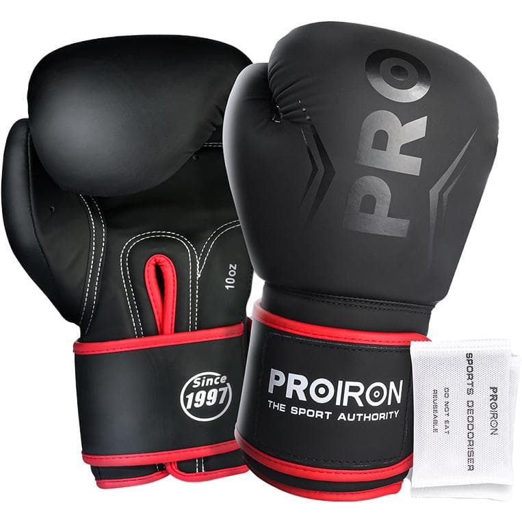 PROIRON Boxing Gloves PU Men's 8oz 10oz 12oz 14oz Black Red