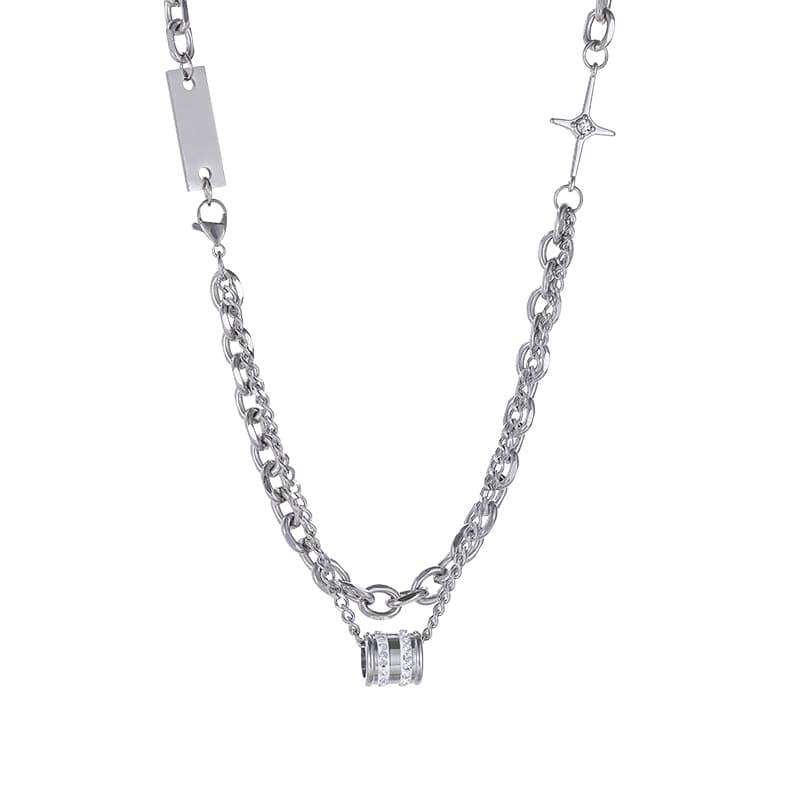 AKAK Ожерелья из титановой стали мужские серебристо-белые/черные