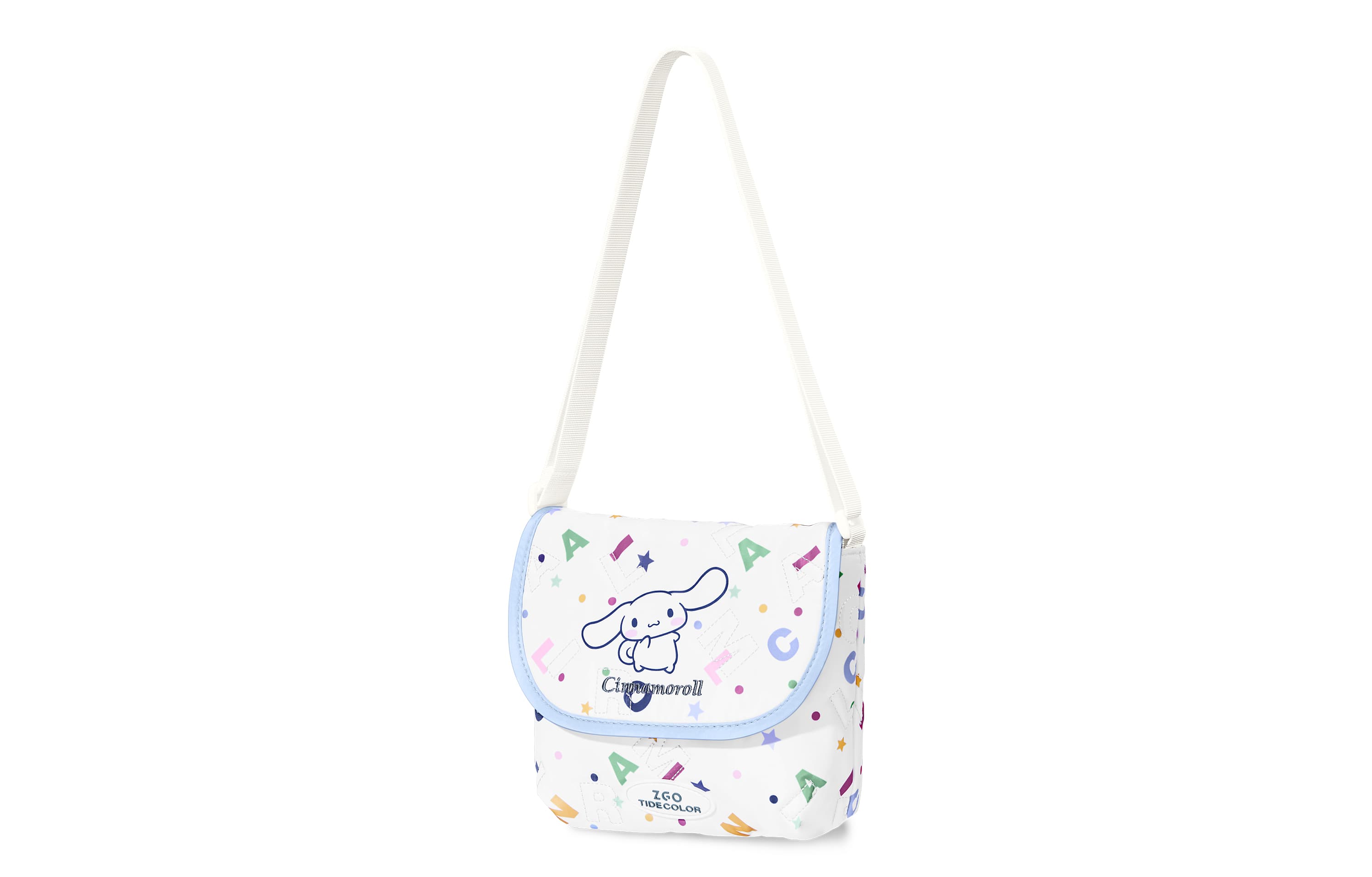 Zgo Sanrio Yugui Dog Полиэстеровая седельная сумка, маленькая женская сумка через плечо, белая