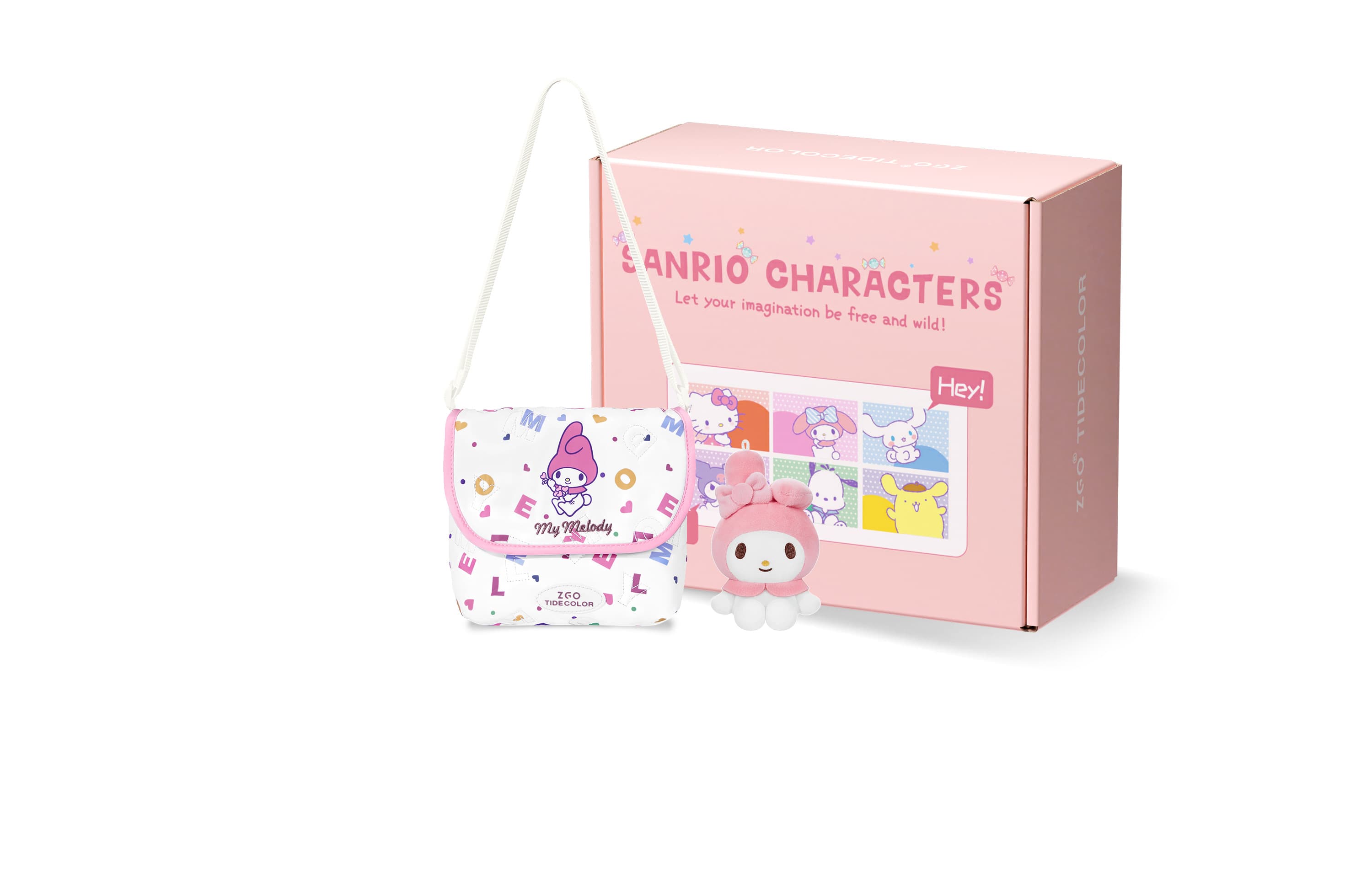 Zgo Sanrio Yugui Dog Полиэстеровая седельная сумка, маленькая женская сумка через плечо, белая