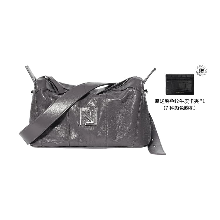 ROSA HERMOSO Oil Wax Shrinkage Top Grain Cow Leather Pillow Bag Crossbody Bags Unisex