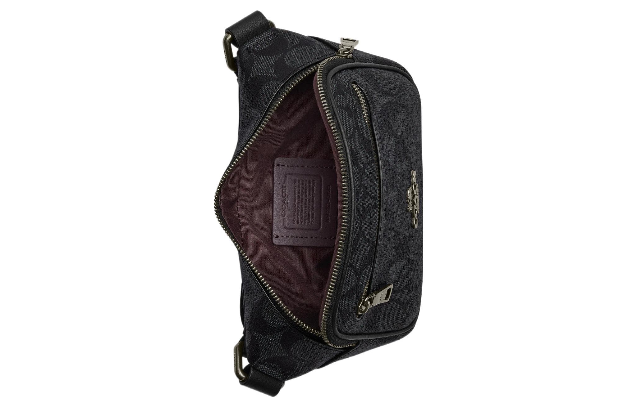 Мужская сумка-слинг-слинг из парусины с кожаной сумкой COACH, сумка через плечо, поясная сумка, маленькая мужская, черная