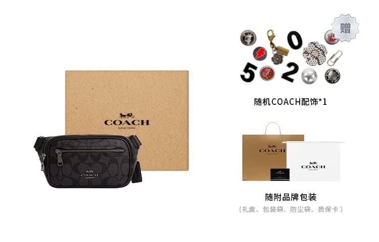 Мужская сумка-слинг-слинг из парусины с кожаной сумкой COACH, сумка через плечо, поясная сумка, маленькая мужская, черная