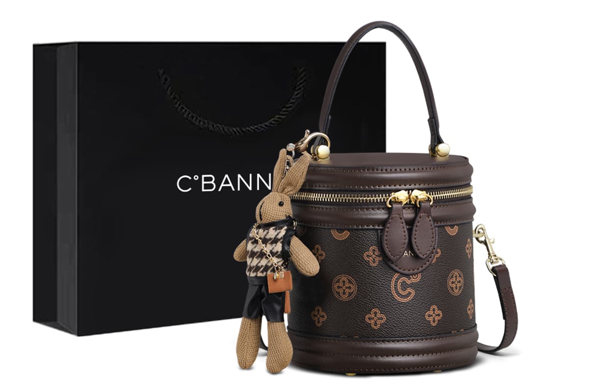 C°BANNER Synthetic Leather Small Round Bag Prosperity Bucket Cell Phone Pouch Crossbody Handbag Regular Women's Coffee