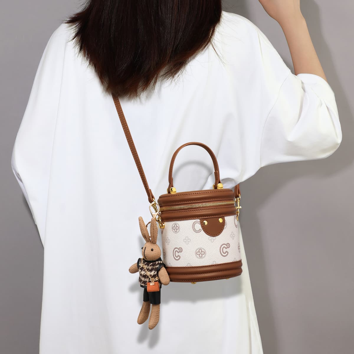 C°BANNER Маленькая круглая сумка из синтетической кожи, ведро для процветания, сумка для мобильного телефона, сумка через плечо, обычная женская кофейная сумка