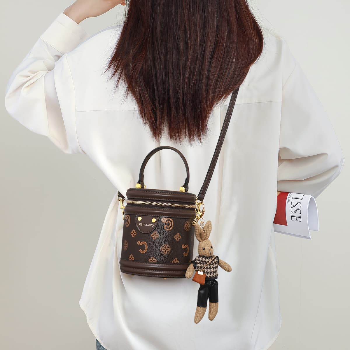 C°BANNER Маленькая круглая сумка из синтетической кожи, ведро для процветания, сумка для мобильного телефона, сумка через плечо, обычная женская кофейная сумка