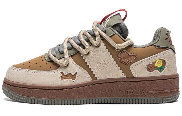 Kappa Back to Back Slip Resistant Abrasion Resistant Low top Skateboard Shoes Women's Latte Coffee/Concrete Gray