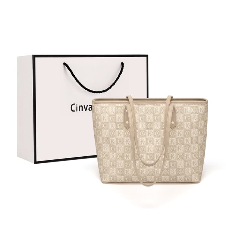 CinvaiKrose Сумка на одно плечо из ПВХ, большая сумка с монограммой, большая женская льняная сумка серого/хаки