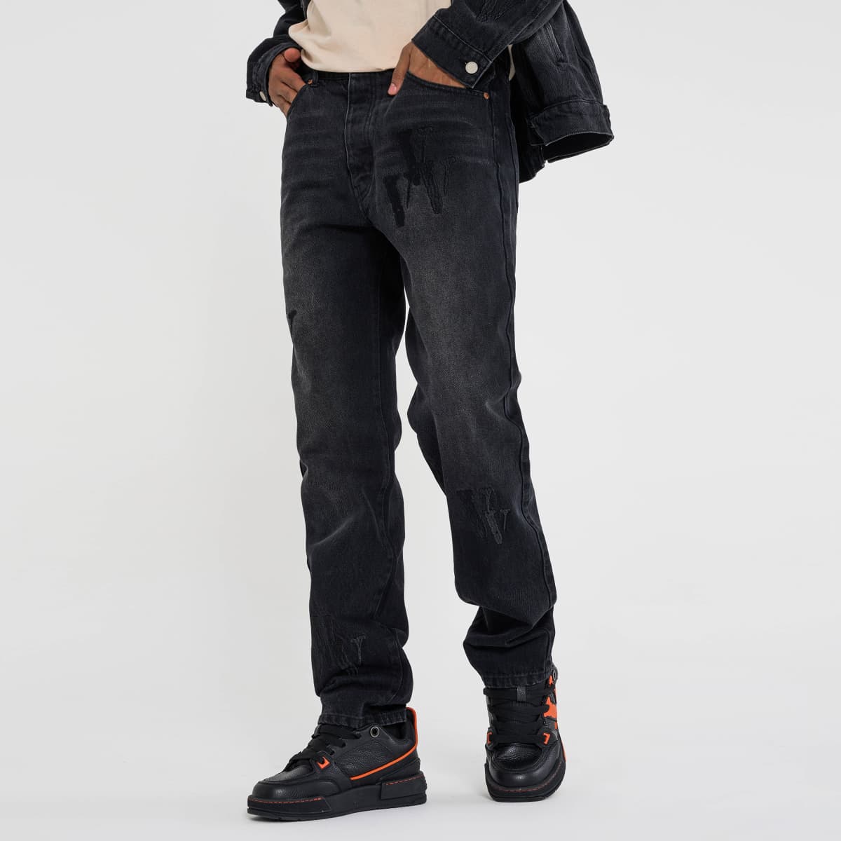 Джинсы VLONE унисекс для пар, черные