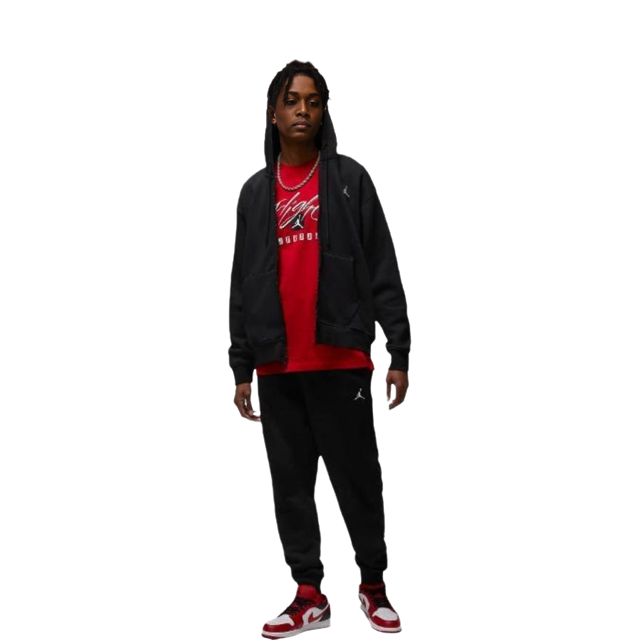 Флисовая худи Jordan с молнией во всю длину, черная