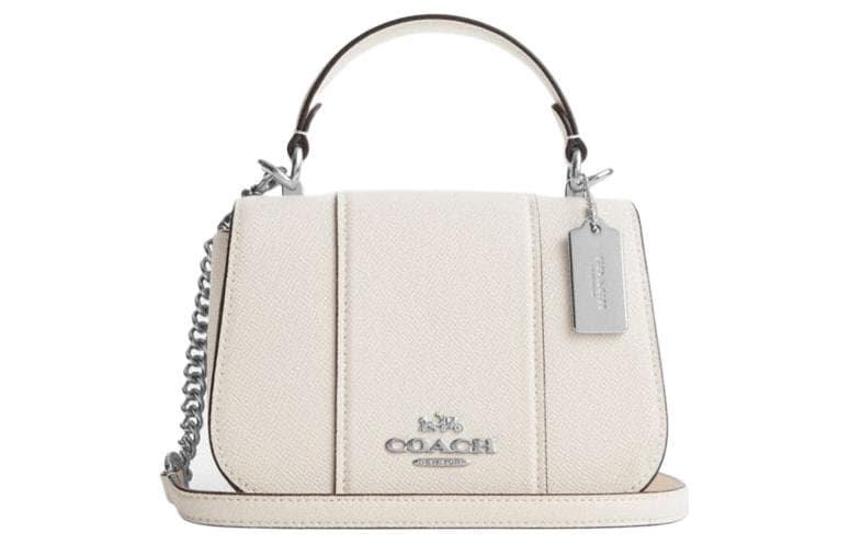 COACH Lysa Cow Leather Saddle Bag, Shoulder Bag, Crossbody Bag, Handbag Trumpets Women's White