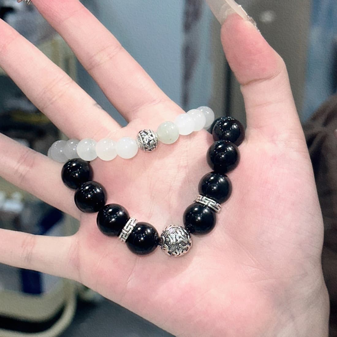 SWEET PLANET Обсидиановый парный браслет из бисера унисекс