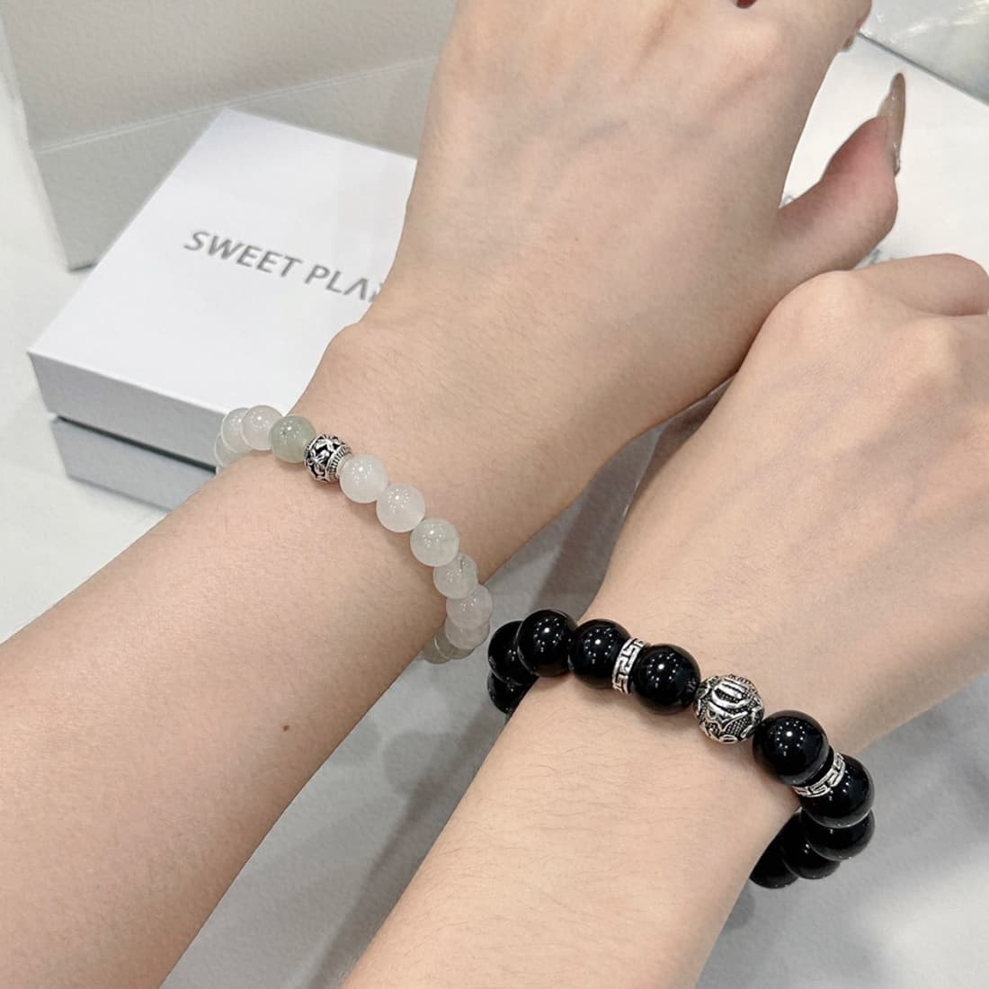 SWEET PLANET Обсидиановый парный браслет из бисера унисекс