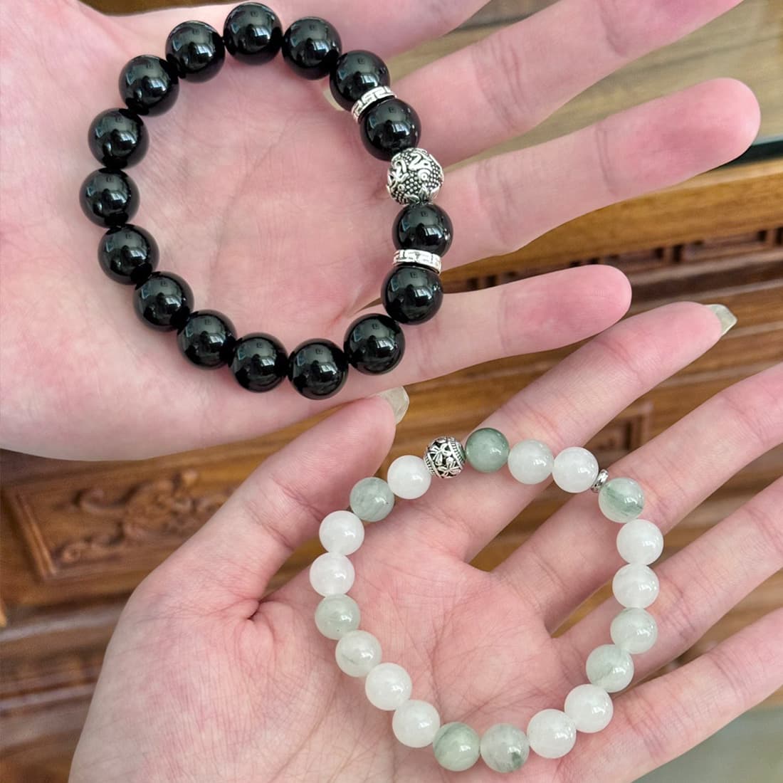 SWEET PLANET Обсидиановый парный браслет из бисера унисекс