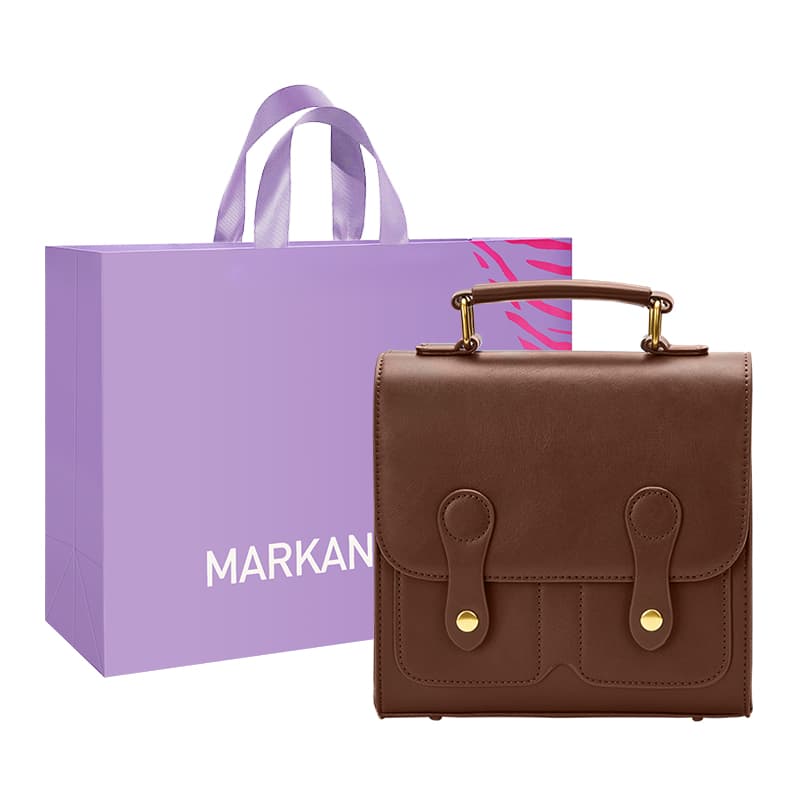 MARKANGARO PU Маленькая квадратная сумка, сумочка, рюкзак среднего размера, женский черный/кофейный