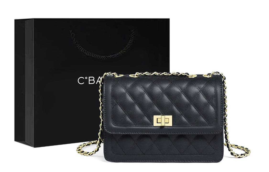 C°BANNER Небольшая квадратная сумка из спилка коровьей кожи из синтетической кожи, сумка на плечо с цепочкой, обычная женская, экрю/черный