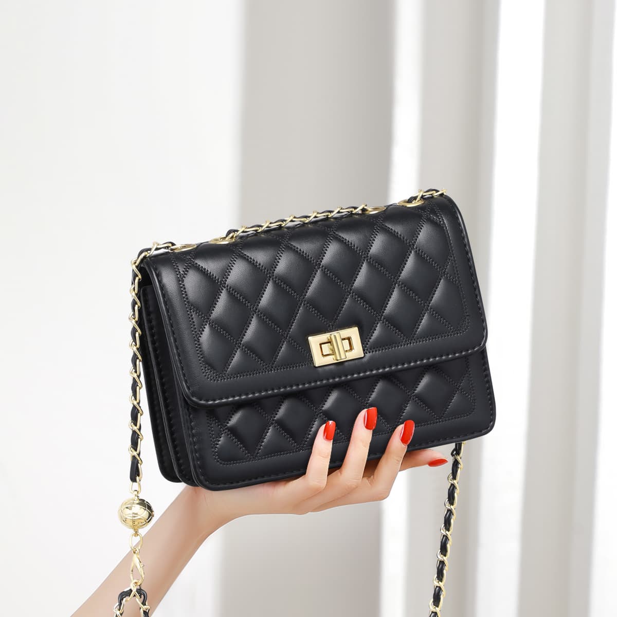 C°BANNER Небольшая квадратная сумка из спилка коровьей кожи из синтетической кожи, сумка на плечо с цепочкой, обычная женская, экрю/черный