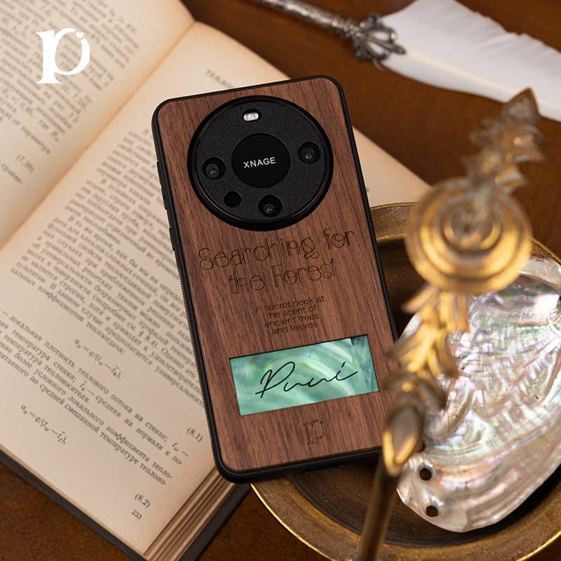 Puui Деревянные креативные чехлы для телефонов из массива дерева с цепочкой Huawei Mate 60/60 Pro Художественные ударопрочные чехлы