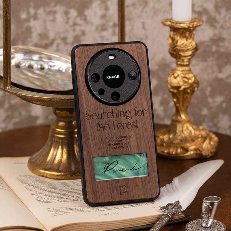 Puui Деревянные креативные чехлы для телефонов из массива дерева с цепочкой Huawei Mate 60/60 Pro Художественные ударопрочные чехлы