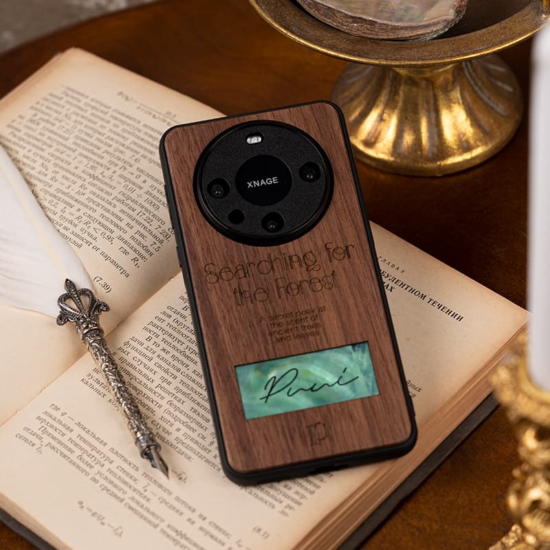Puui Деревянные креативные чехлы для телефонов из массива дерева с цепочкой Huawei Mate 60/60 Pro Художественные ударопрочные чехлы