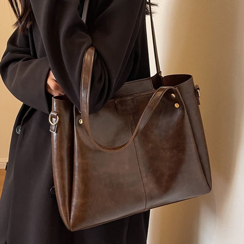 VINEY Сумка через плечо из коровьей кожи, большая женская сумка кофейного цвета