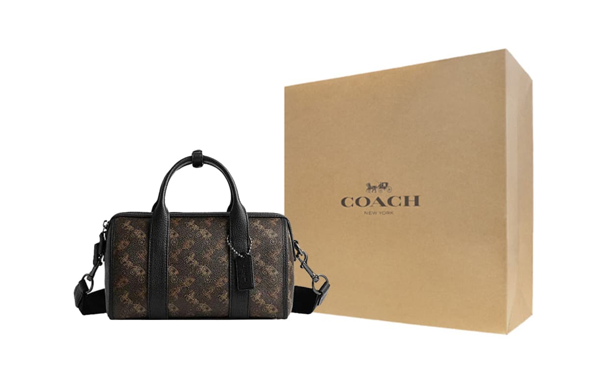 COACH Gotham ПВХ с коровьей кожей Сумка Boston Сумка, сумка через плечо, сумка через плечо, дорожная сумка среднего размера унисекс Шоколадный