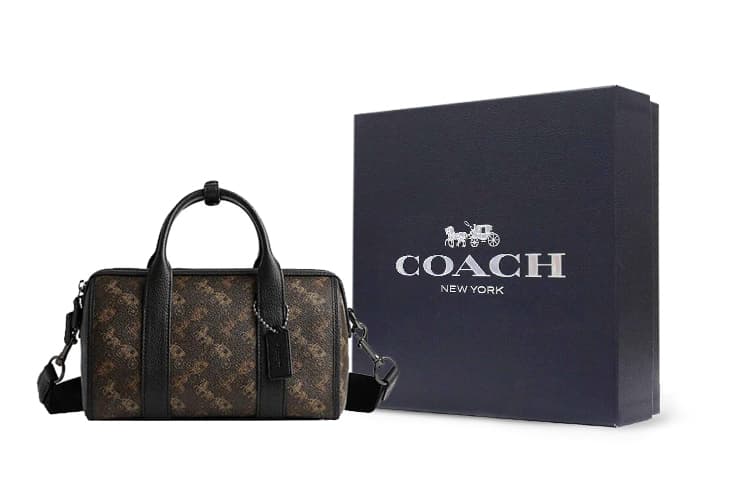 COACH Gotham ПВХ с коровьей кожей Сумка Boston Сумка, сумка через плечо, сумка через плечо, дорожная сумка среднего размера унисекс Шоколадный