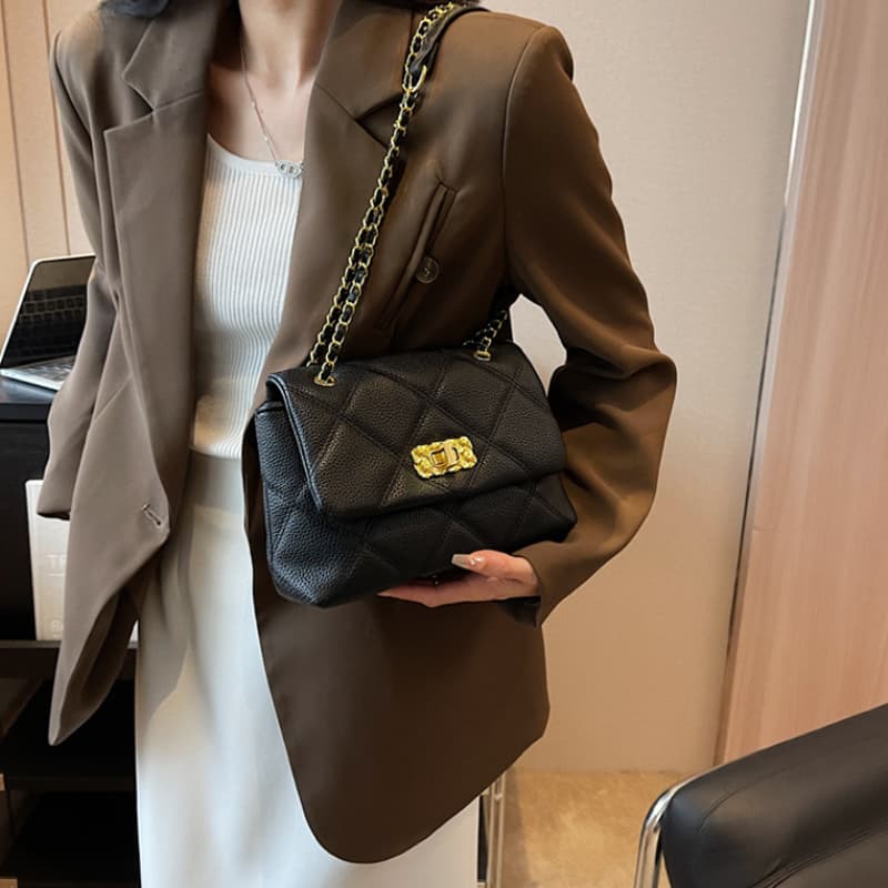 MARKANGARO PU Маленькая квадратная сумка Обычная женская, черный/бежевый