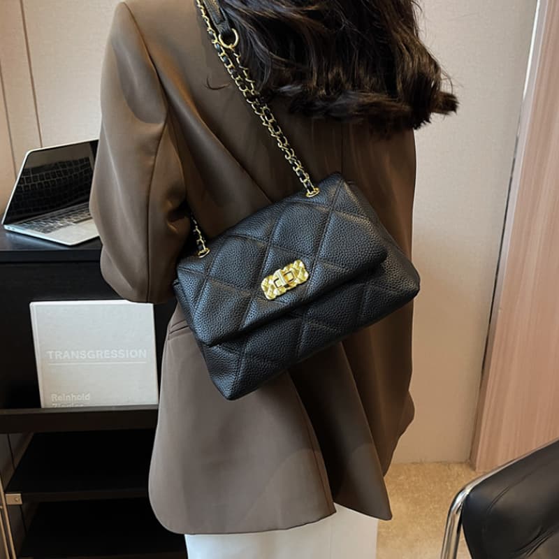 MARKANGARO PU Маленькая квадратная сумка Обычная женская, черный/бежевый