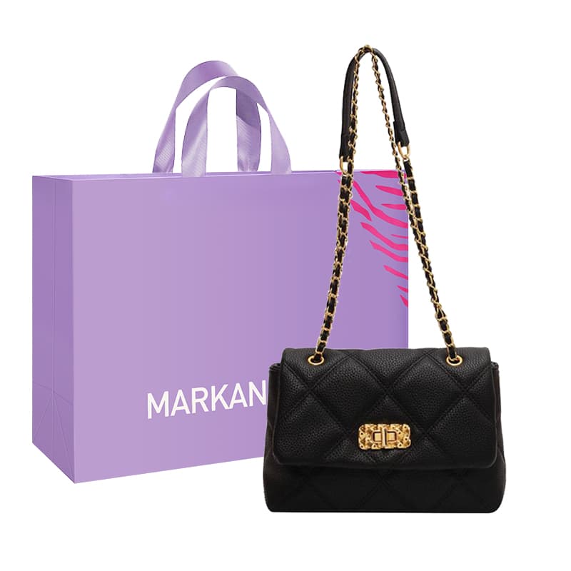 MARKANGARO PU Маленькая квадратная сумка Обычная женская, черный/бежевый