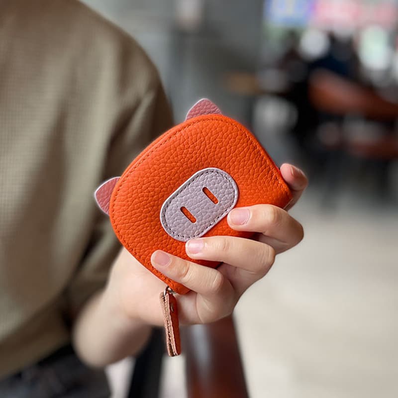 PINK·LAND Чехол для карт из натуральной коровьей кожи Обычный женский Черный/Оранжевый/Океанический Синий/Желтый