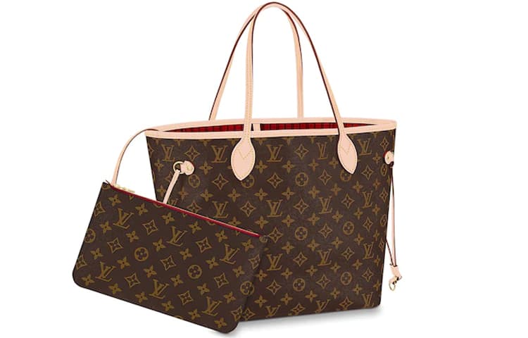 LOUIS VUITTON Neverfull MM Monogram Handbag Tote Women's Brown/Cherry