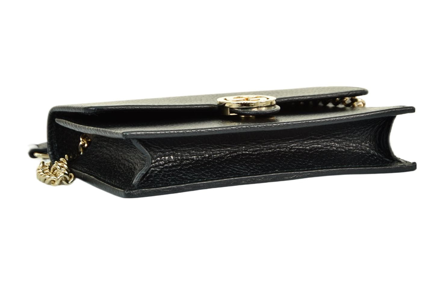 GUCCI Double G Кожаная сумка через плечо с цепочкой WOC, черная