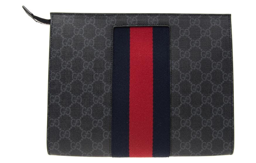 Холщовый клатч GUCCI обычный мужской черный серый