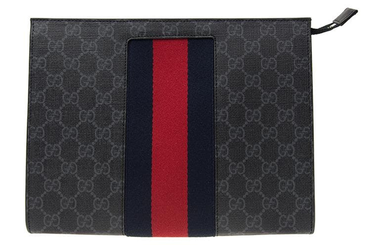 GUCCI Canvas Clutch Regular Men's Black Gray