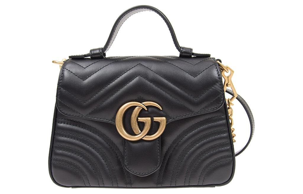 GUCCI GG Marmont Leather Messenger Bag Handbag Shoulder Bag Crossbody Bag Mini Women's Black