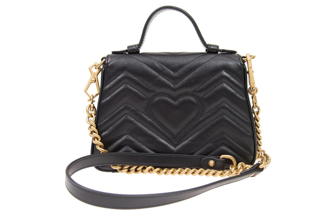 GUCCI GG Marmont Кожаная сумка через плечо Сумка через плечо Мини женская черная