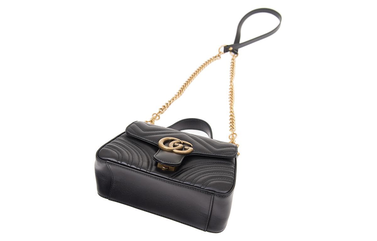 GUCCI GG Marmont Кожаная сумка через плечо Сумка через плечо Мини женская черная